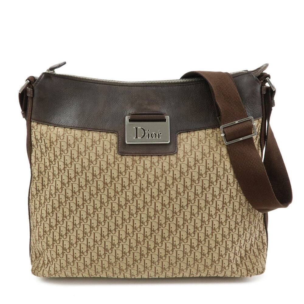 Christian Dior Street Chic Trotter & Leather Shoulder Bag Brown